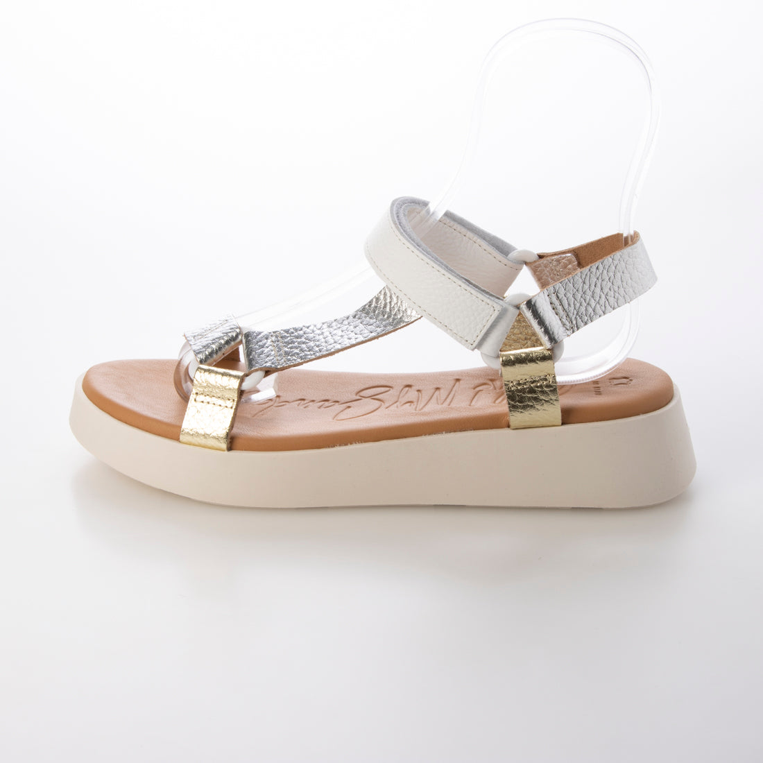 オー マイ サンダルズ Oh my Sandals カラーコンビ厚底ベルクロサンダル （シルバーコンビ） シルバーコンビ