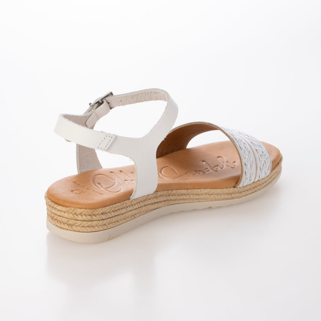 オー マイ サンダルズ Oh my Sandals 異素材コンビアンクルストラップサンダル （ホワイトコンビ） ホワイトコンビ