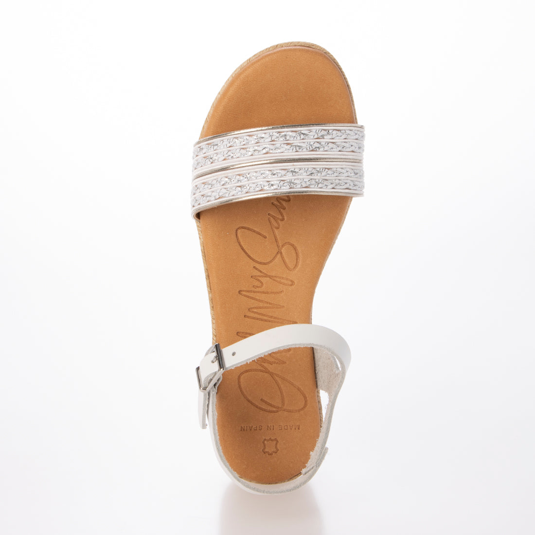 オー マイ サンダルズ Oh my Sandals 異素材コンビアンクルストラップサンダル （ホワイトコンビ） ホワイトコンビ