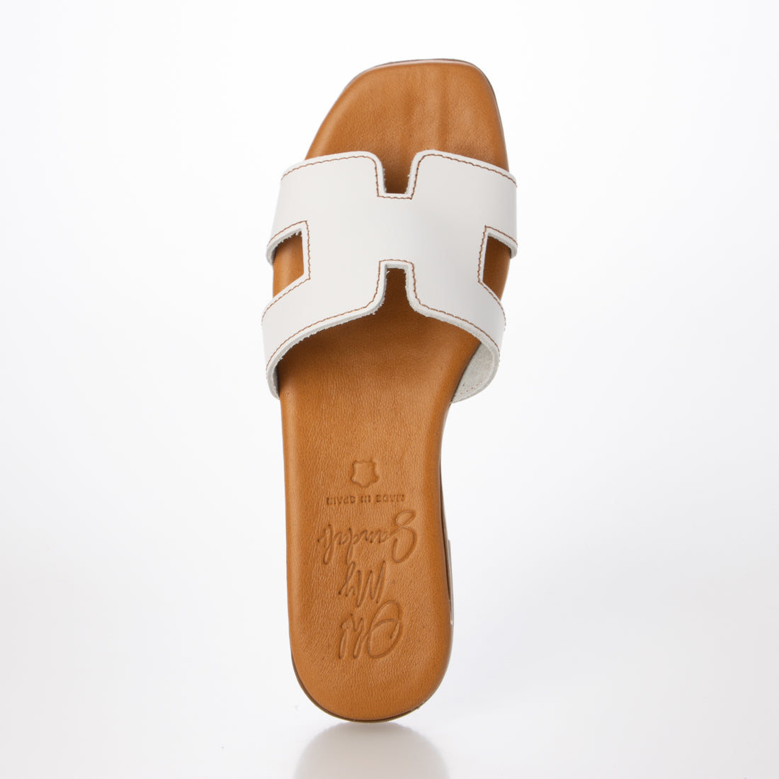 オー マイ サンダルズ Oh my Sandals スクエアトウフラットレザーサンダル （BLANCO） BLANCO
