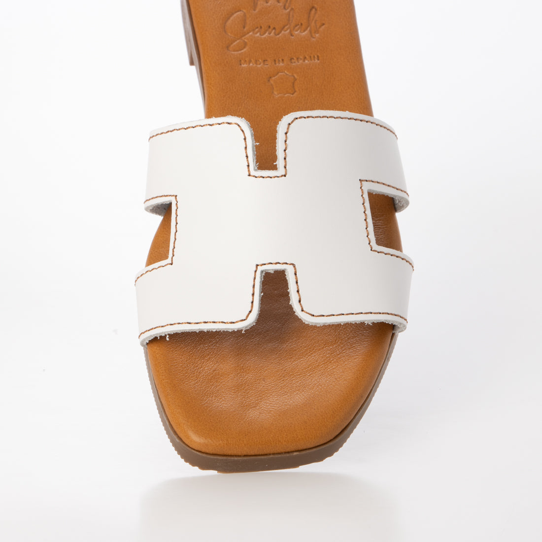 オー マイ サンダルズ Oh my Sandals スクエアトウフラットレザーサンダル （BLANCO） BLANCO