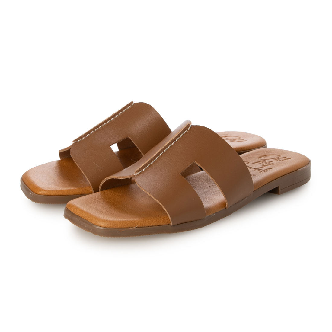 オー マイ サンダルズ Oh my Sandals スクエアトウフラットレザーサンダル （ROBLE） ROBLE