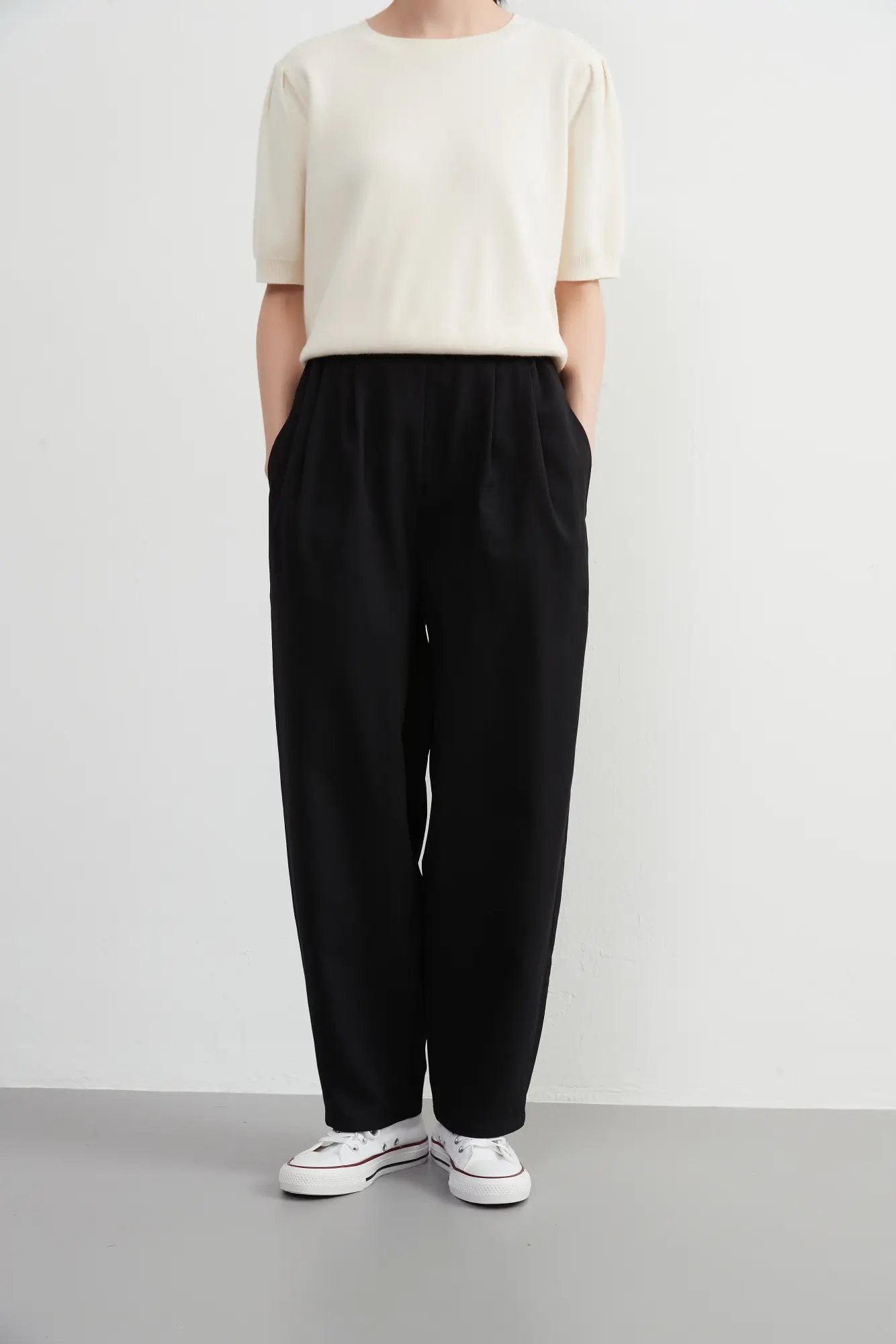 On One's Own Elegant Adult Cable Loose Silhouette Slacks - Easy to Wear with Elastic Waist - Office Casual Beautiful Leg Pants