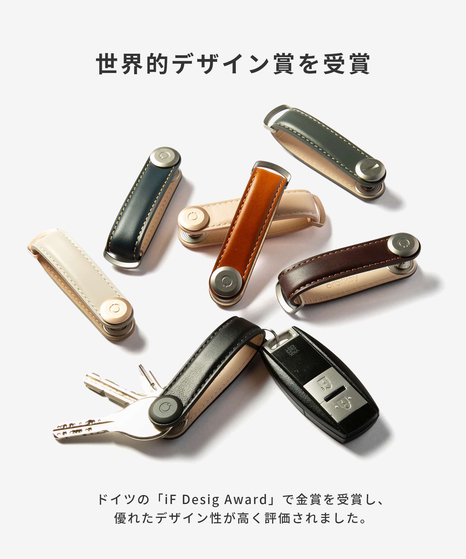 オービットキー Orbitkey オービットキー Orbitkey Leather Key Organiser キーオーガナイザー レザー LTHO-2 キーリング （チャコール/グレー） チャコール/グレー