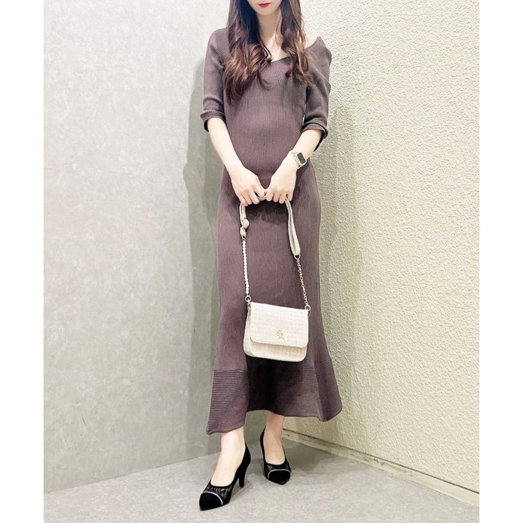 オーバータッシェ Ober Tashe フェイクパール×チェーンベルト ミニショルダー