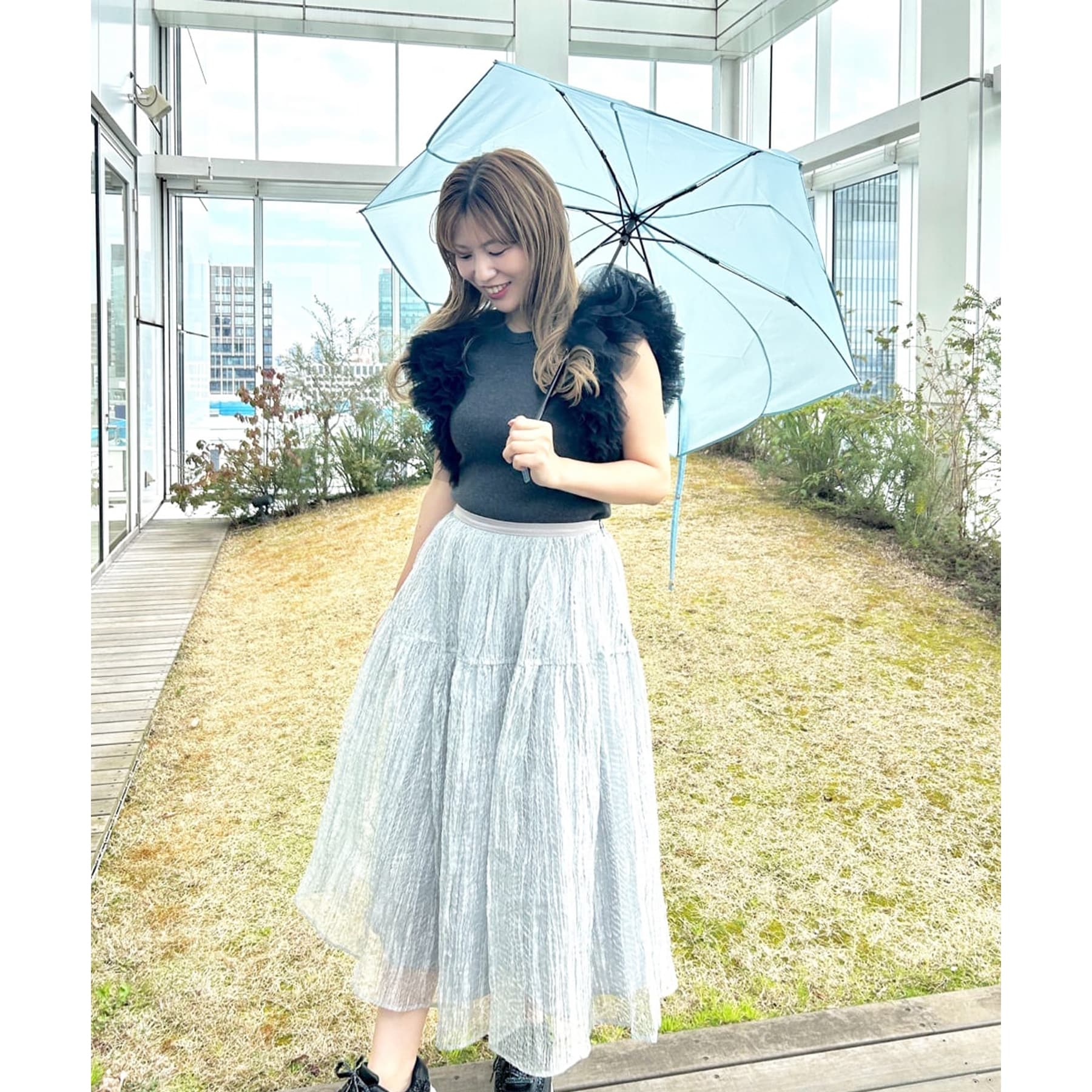 オーバータッシェ Ober Tashe クリアアンブレラ／パウダリーフローラミニ 折りたたみ傘 雨傘 （パープル(083)） パープル(083)