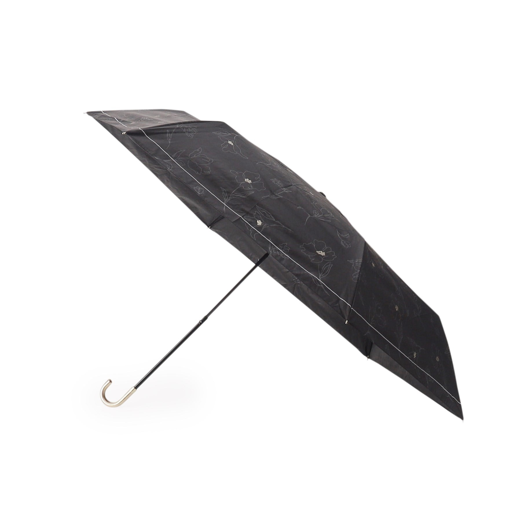 オーバータッシェ Ober Tashe 遮光率100％ UVカット率100％ 遮光フラワードローイングmini 日傘 晴雨兼用 折りたたみ傘 （ブラック(019)） ブラック(019)