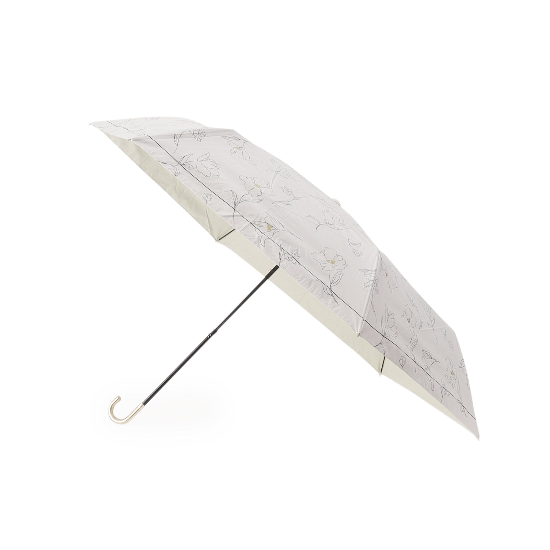 オーバータッシェ Ober Tashe 遮光率100％ UVカット率100％ 遮光フラワードローイングmini 日傘 晴雨兼用 折りたたみ傘 （オフホワイト(003)） オフホワイト(003)