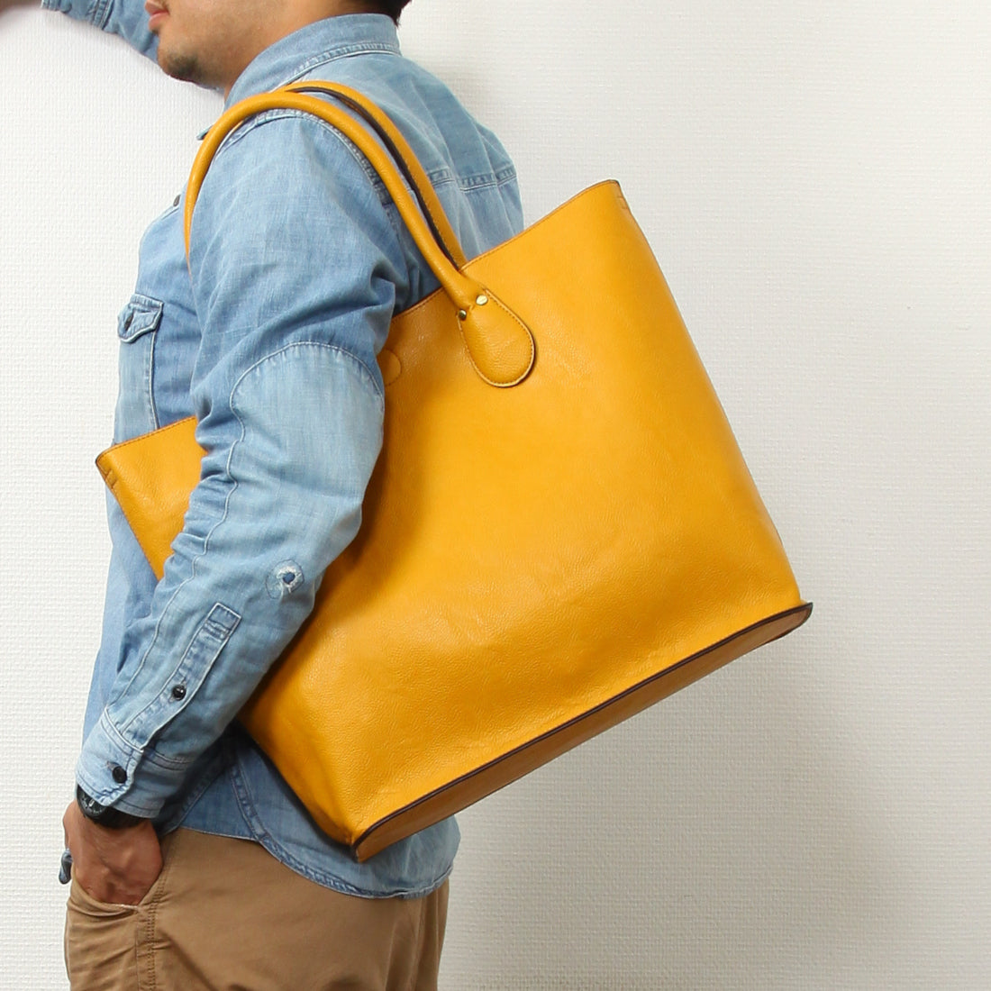 ＜Long-selling＞ Otias Shrink leather type synthetic leather tote bag/with removable bag-in-bag