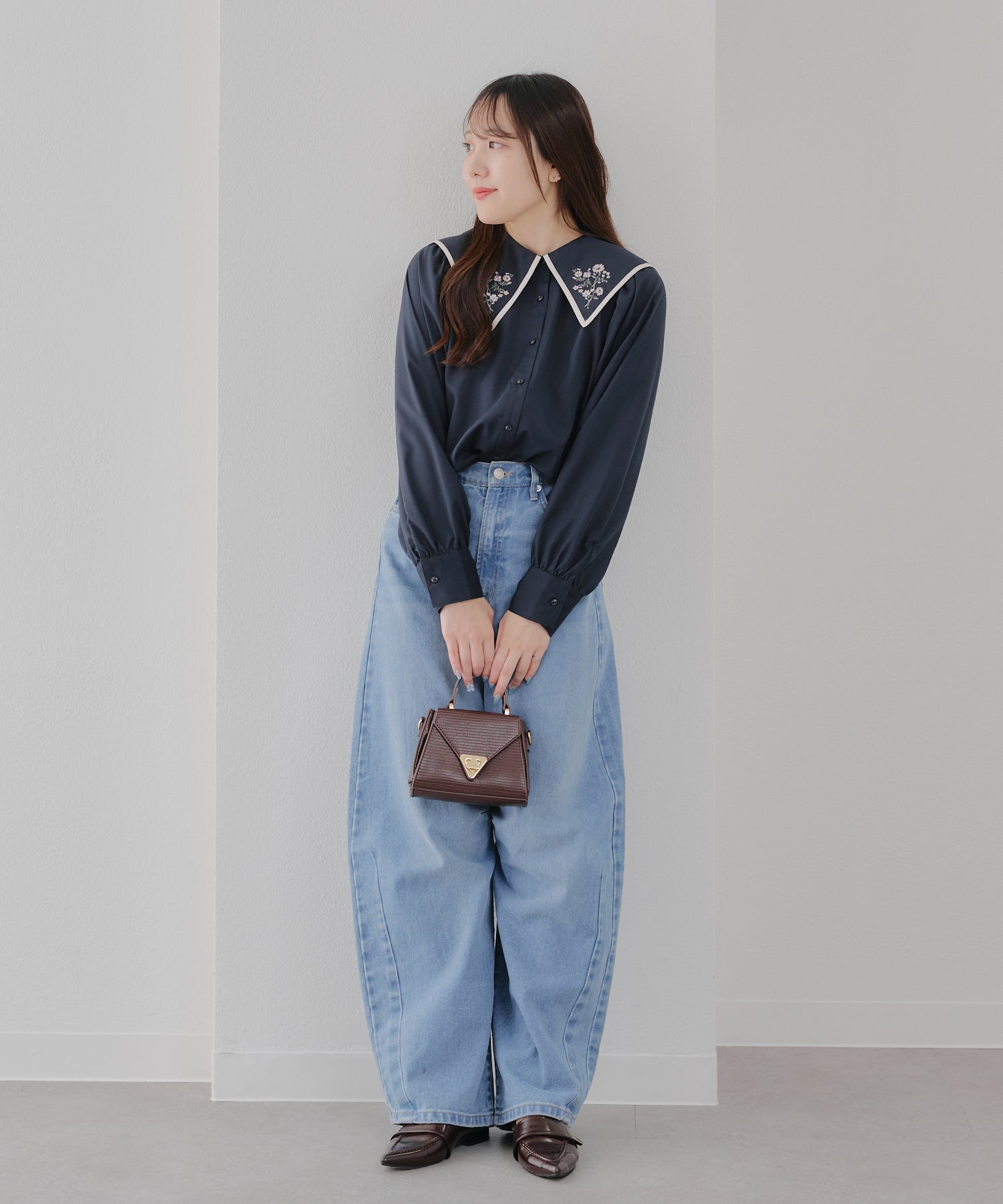 オリーブ デ オリーブ OLIVE des OLIVE 衿刺繍BL
