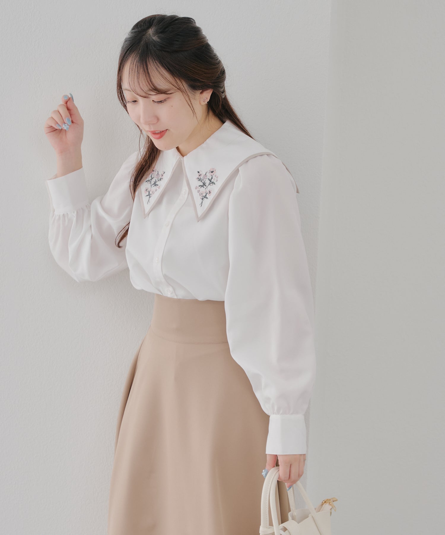 オリーブ デ オリーブ OLIVE des OLIVE 衿刺繍BL