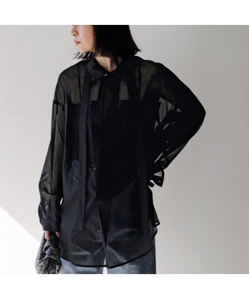 オール oll oll 長袖 シャツ VEIL pullover shirt 510-05011 シアー （88/ブラック） 88/ブラック