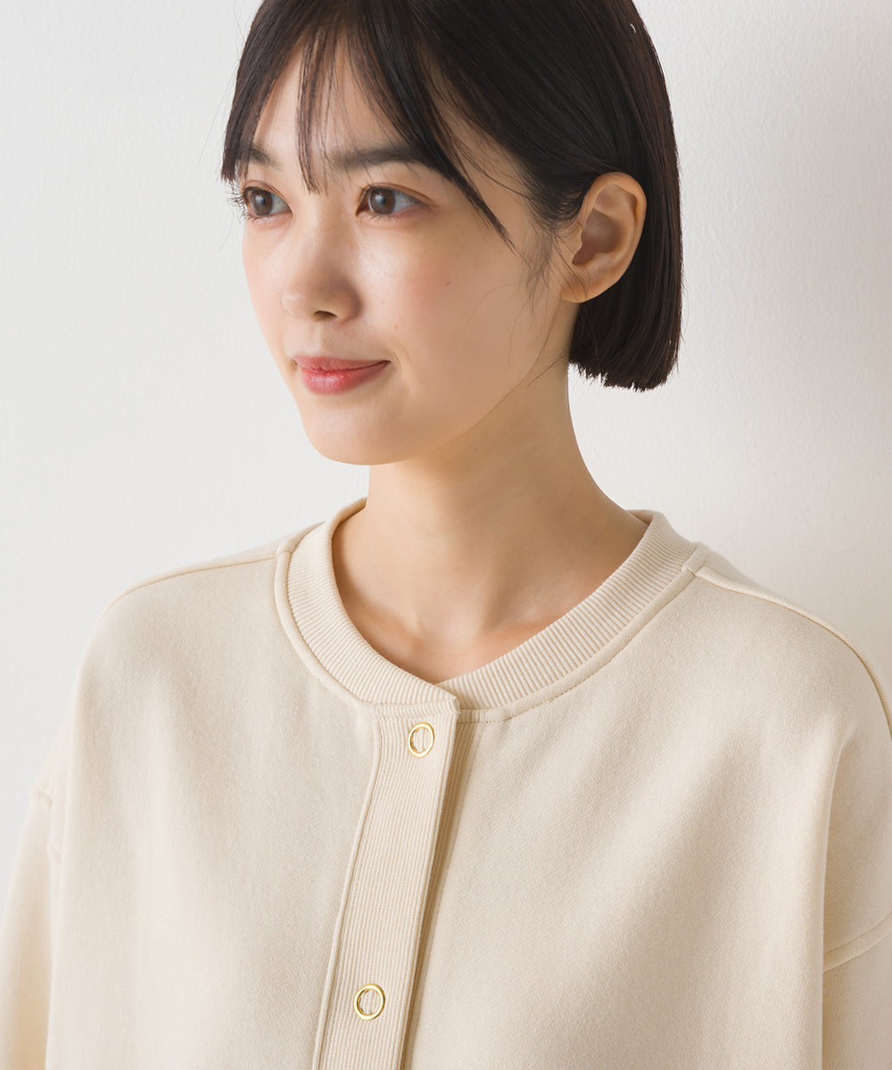 オムネス OMNES 【OMNES】裏起毛スウェット クルーネック 長袖カーディガン