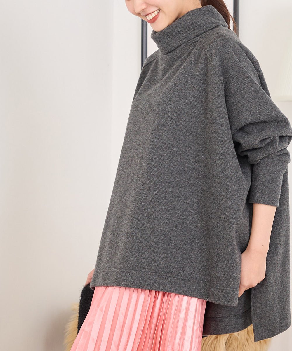 オムネス OMNES 【OMNES】ニットリブ ワイドシルエットタートル 長袖