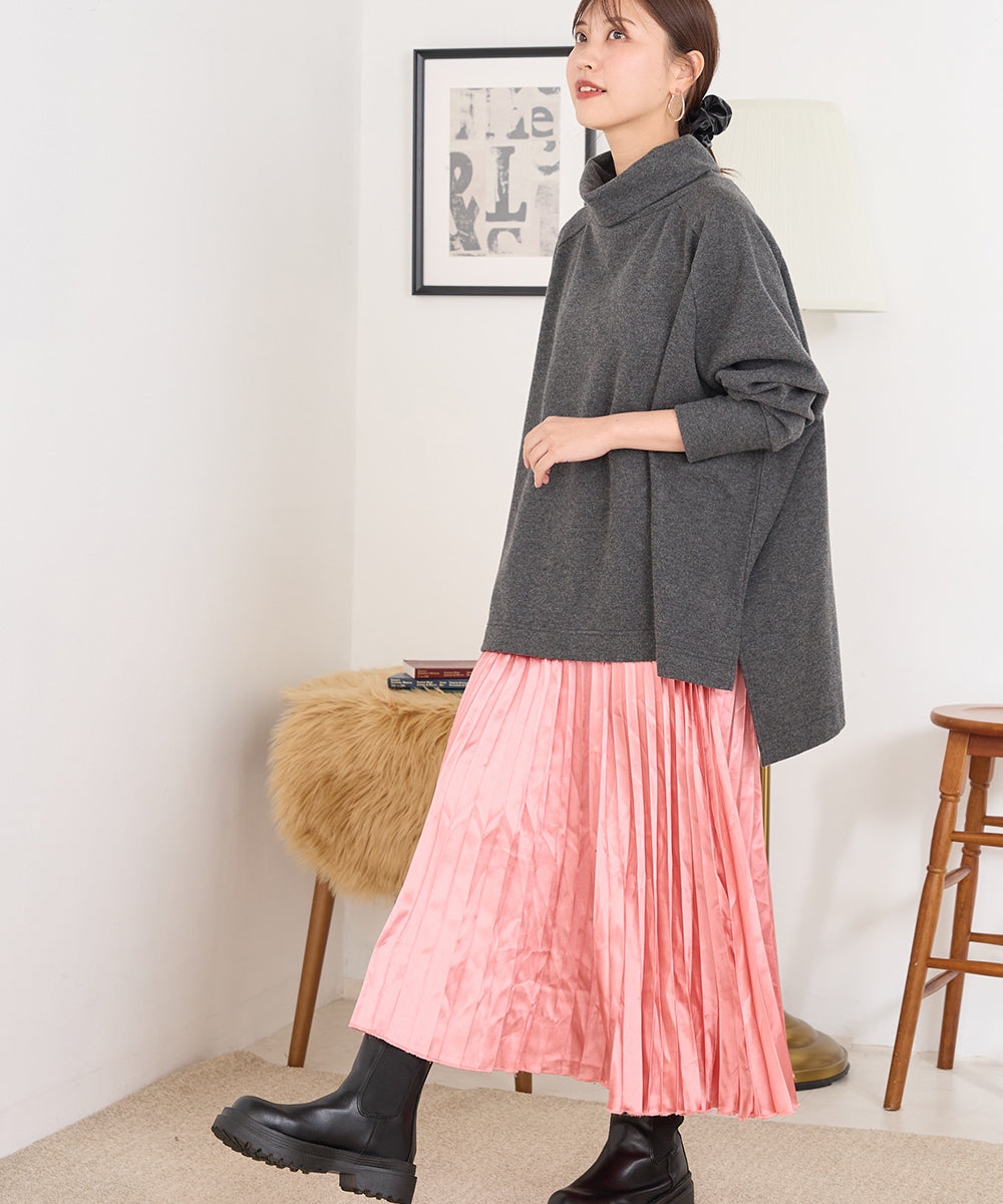 オムネス OMNES 【OMNES】ニットリブ ワイドシルエットタートル 長袖