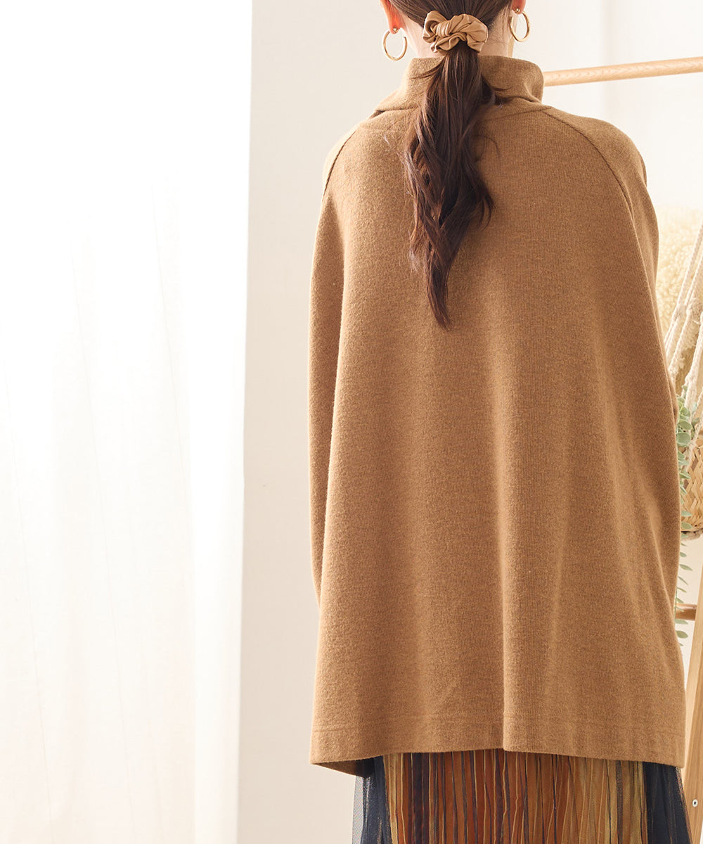 オムネス OMNES 【OMNES】ニットリブ ワイドシルエットタートル 長袖