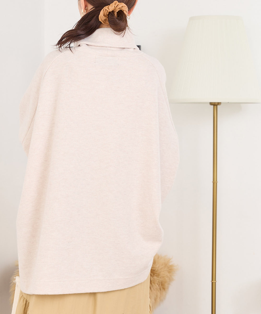 オムネス OMNES 【OMNES】ニットリブ ワイドシルエットタートル 長袖