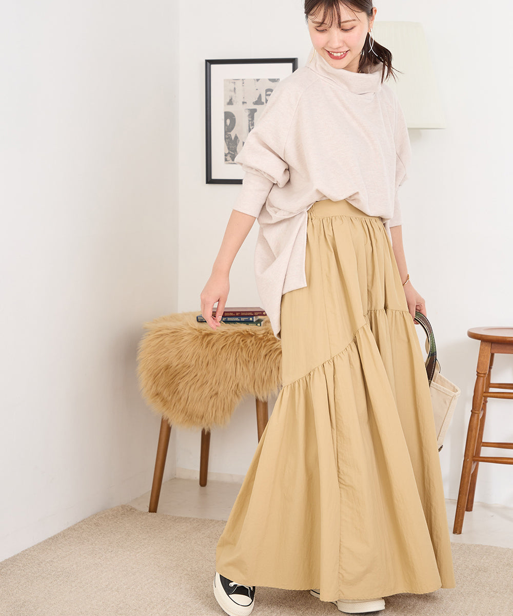 オムネス OMNES 【OMNES】ニットリブ ワイドシルエットタートル 長袖