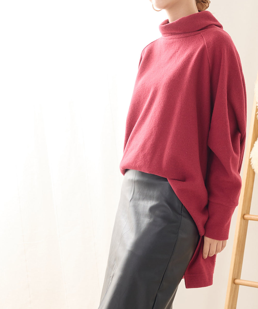 オムネス OMNES 【OMNES】ニットリブ ワイドシルエットタートル 長袖