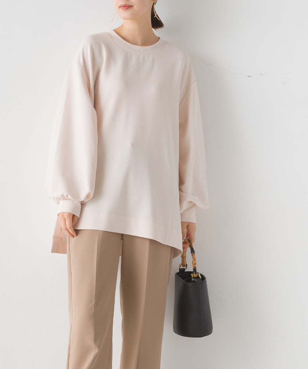 オムネス OMNES 【OMNES】+3℃蓄熱ストレッチ ボリューム袖Aライン長袖Tシャツ