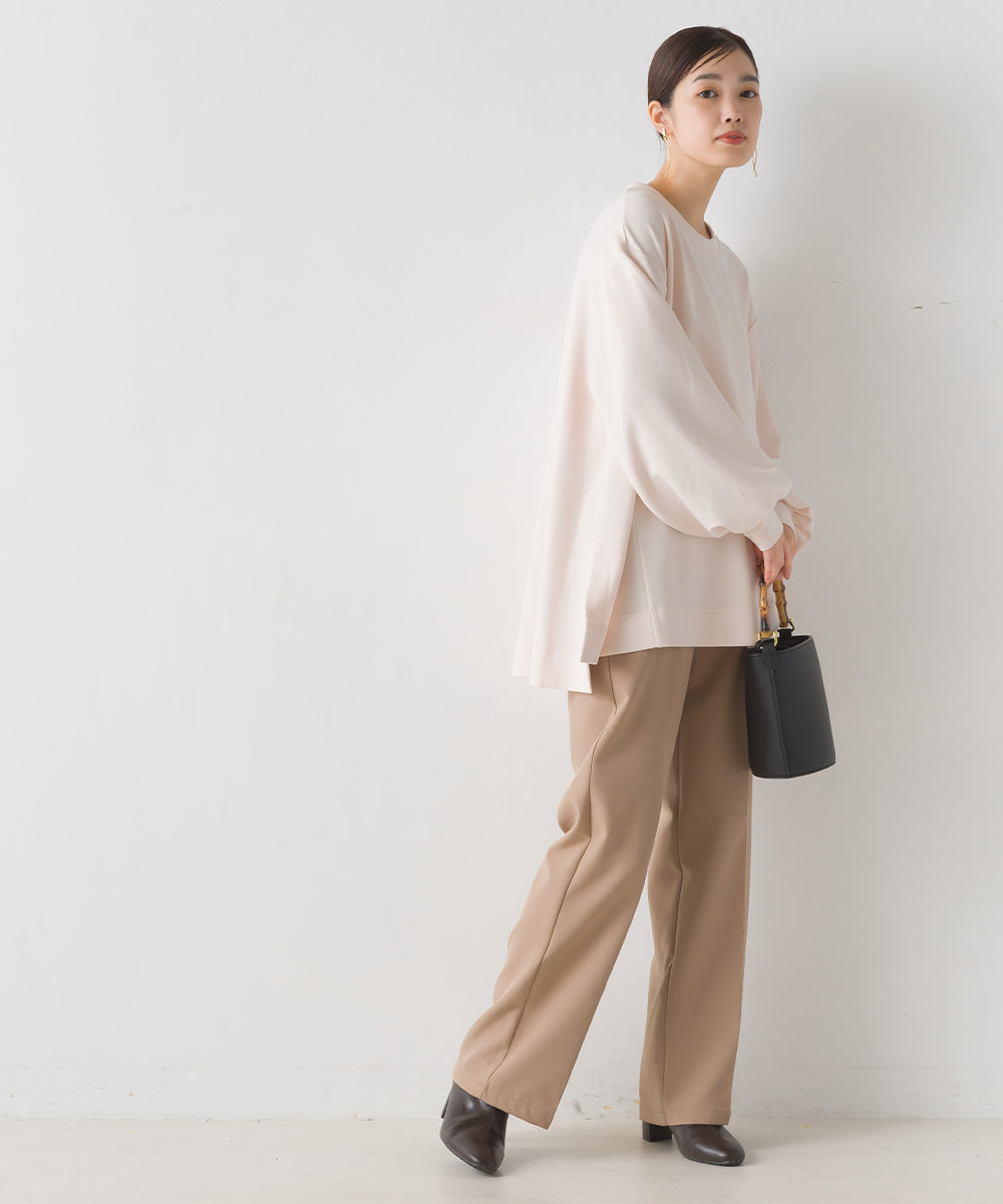 オムネス OMNES 【OMNES】+3℃蓄熱ストレッチ ボリューム袖Aライン長袖Tシャツ