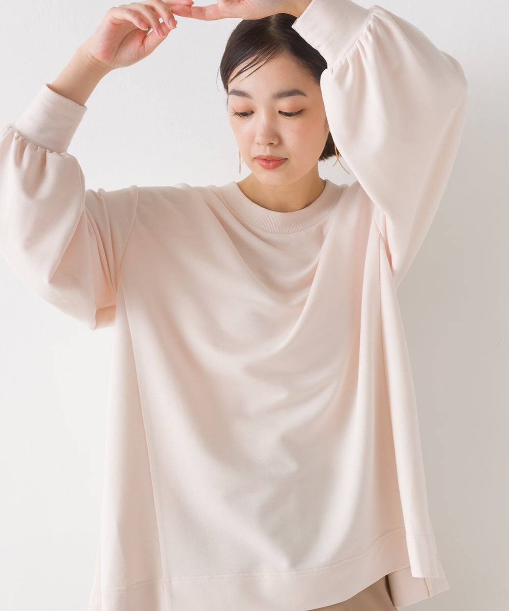 オムネス OMNES 【OMNES】+3℃蓄熱ストレッチ ボリューム袖Aライン長袖Tシャツ