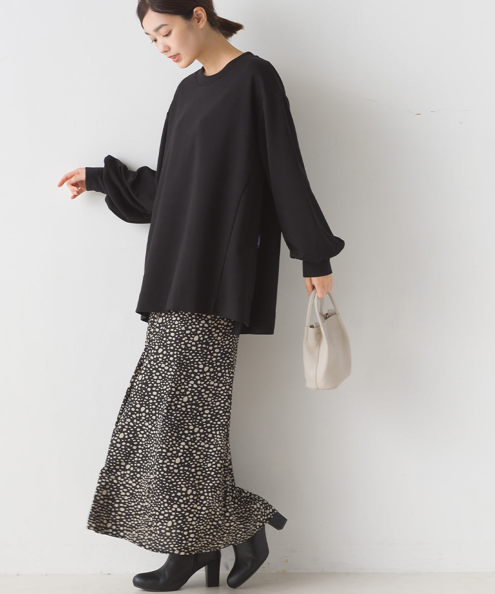 オムネス OMNES 【OMNES】+3℃蓄熱ストレッチ ボリューム袖Aライン長袖Tシャツ