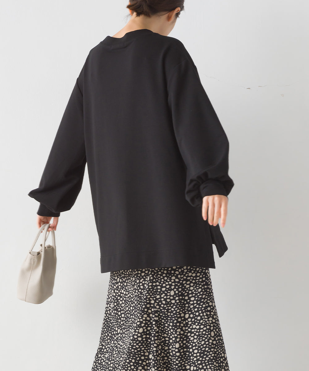 オムネス OMNES 【OMNES】+3℃蓄熱ストレッチ ボリューム袖Aライン長袖Tシャツ