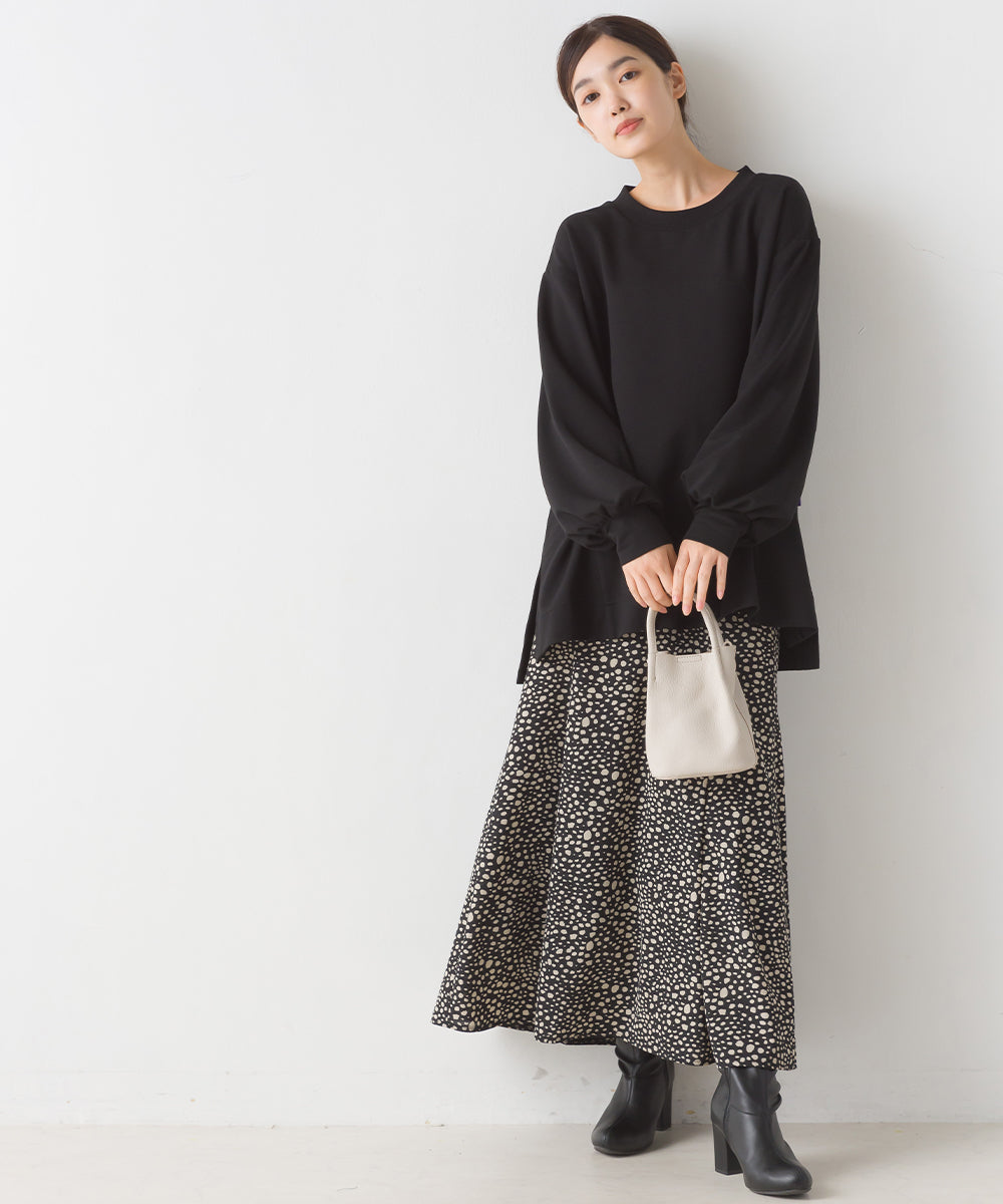 オムネス OMNES 【OMNES】+3℃蓄熱ストレッチ ボリューム袖Aライン長袖Tシャツ