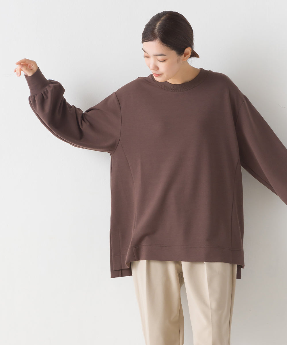 オムネス OMNES 【OMNES】+3℃蓄熱ストレッチ ボリューム袖Aライン長袖Tシャツ