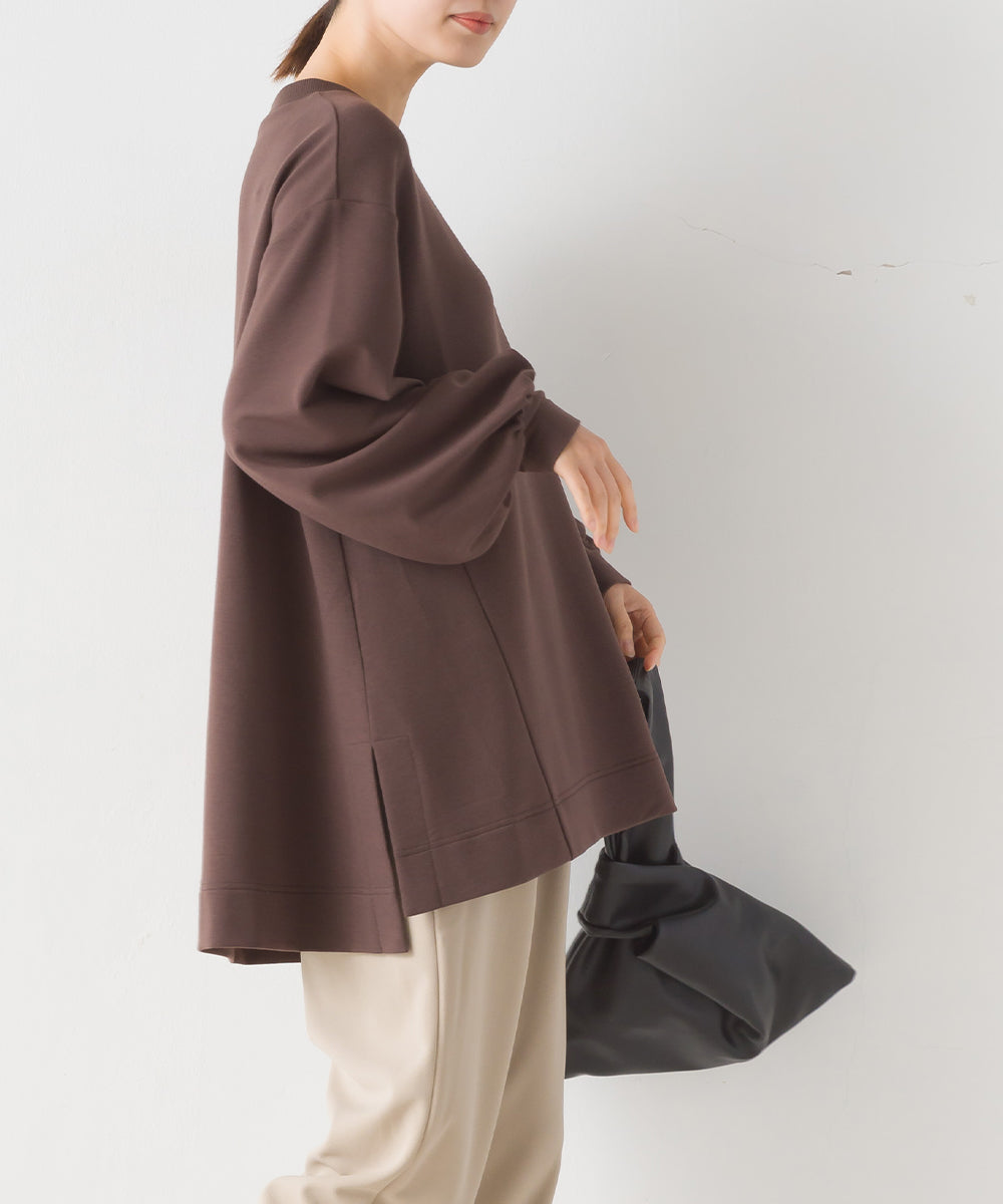 オムネス OMNES 【OMNES】+3℃蓄熱ストレッチ ボリューム袖Aライン長袖Tシャツ
