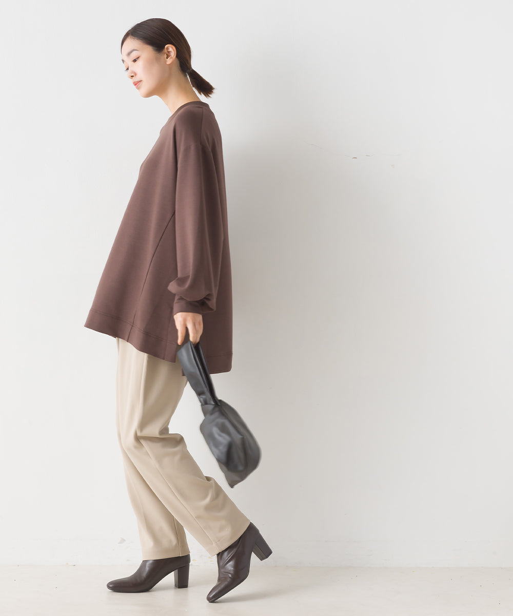 オムネス OMNES 【OMNES】+3℃蓄熱ストレッチ ボリューム袖Aライン長袖Tシャツ