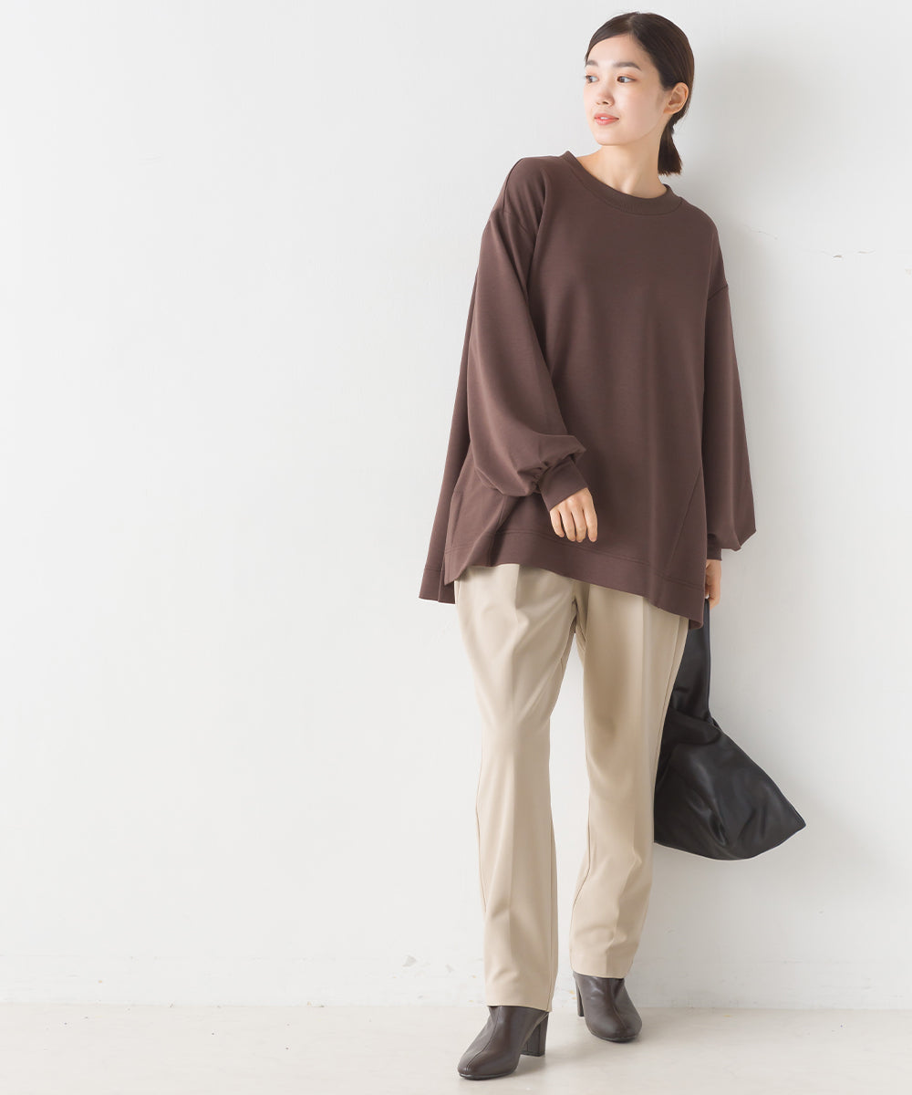 オムネス OMNES 【OMNES】+3℃蓄熱ストレッチ ボリューム袖Aライン長袖Tシャツ