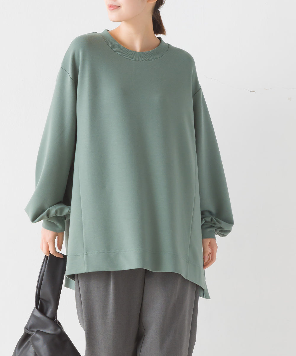オムネス OMNES 【OMNES】+3℃蓄熱ストレッチ ボリューム袖Aライン長袖Tシャツ