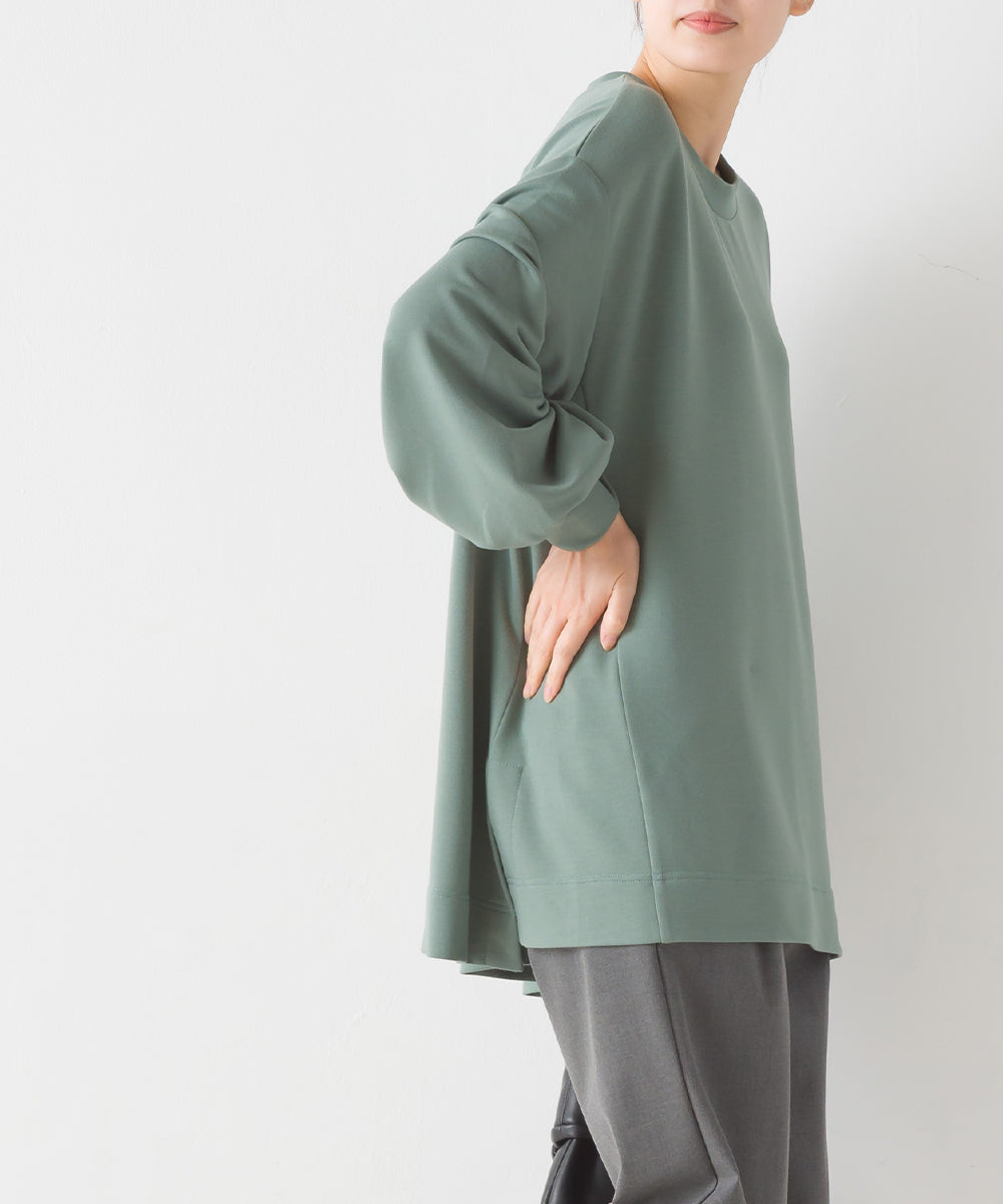 オムネス OMNES 【OMNES】+3℃蓄熱ストレッチ ボリューム袖Aライン長袖Tシャツ