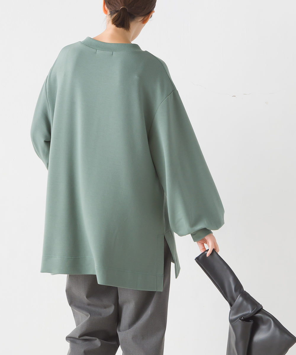オムネス OMNES 【OMNES】+3℃蓄熱ストレッチ ボリューム袖Aライン長袖Tシャツ