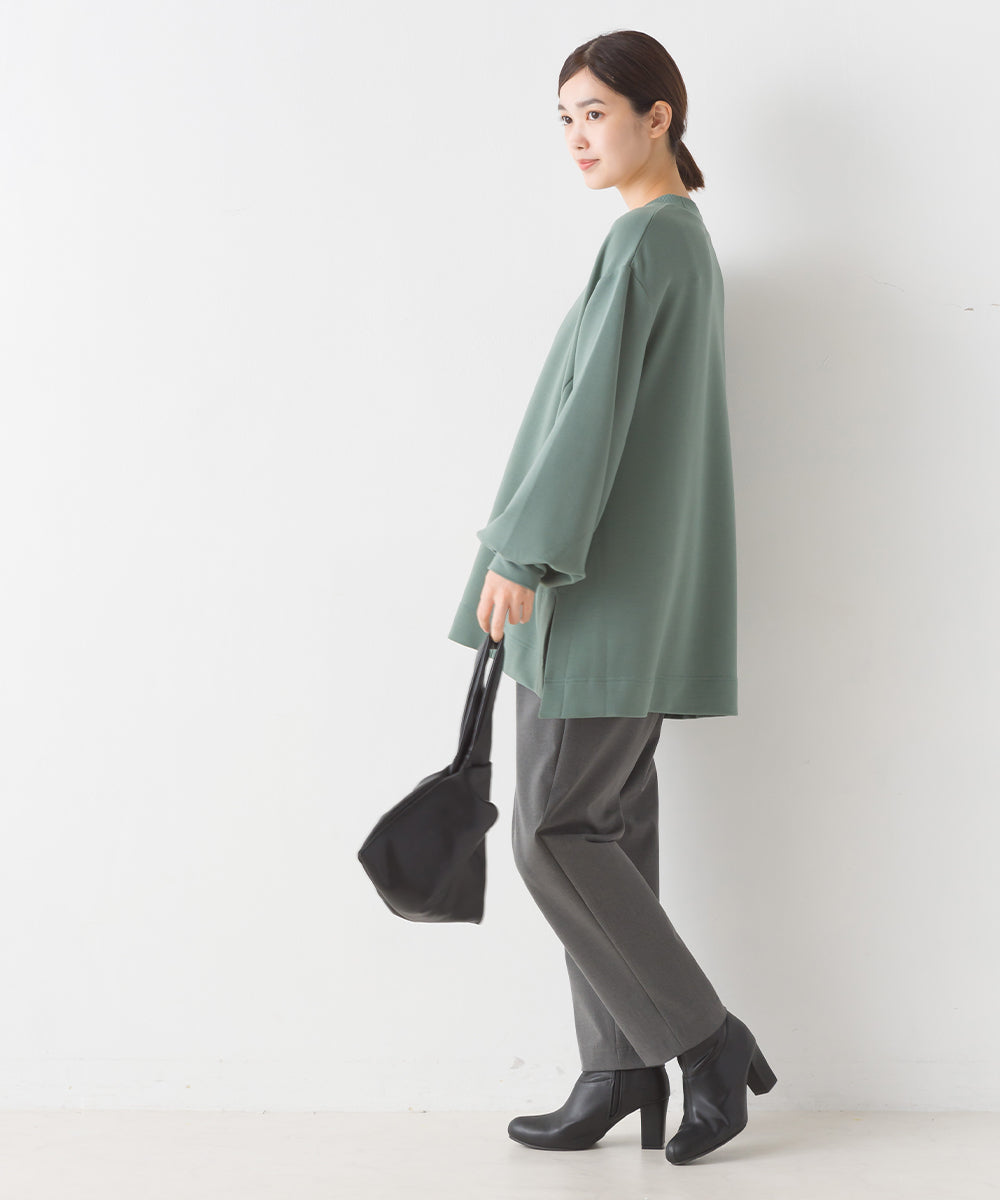 オムネス OMNES 【OMNES】+3℃蓄熱ストレッチ ボリューム袖Aライン長袖Tシャツ