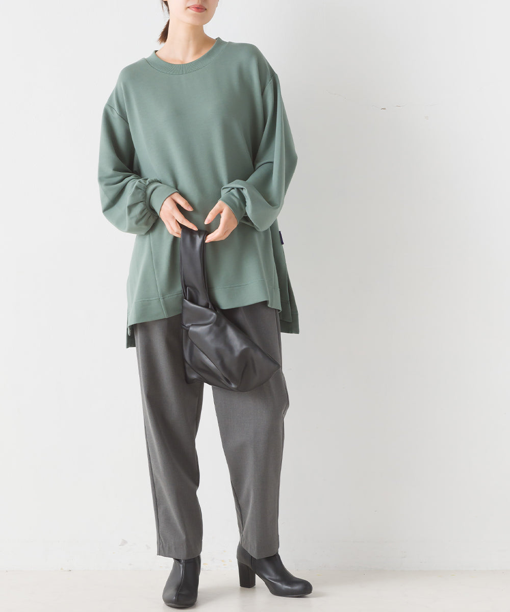 オムネス OMNES 【OMNES】+3℃蓄熱ストレッチ ボリューム袖Aライン長袖Tシャツ