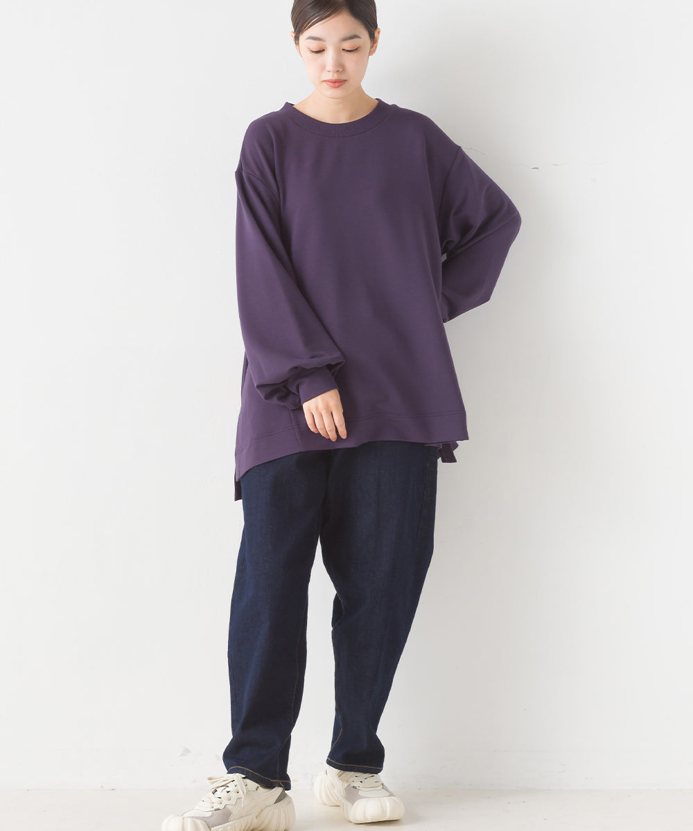 オムネス OMNES 【OMNES】+3℃蓄熱ストレッチ ボリューム袖Aライン長袖Tシャツ