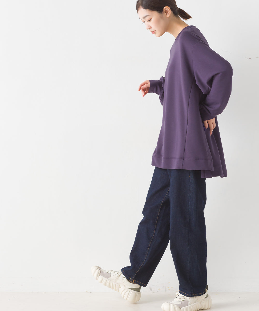 オムネス OMNES 【OMNES】+3℃蓄熱ストレッチ ボリューム袖Aライン長袖Tシャツ