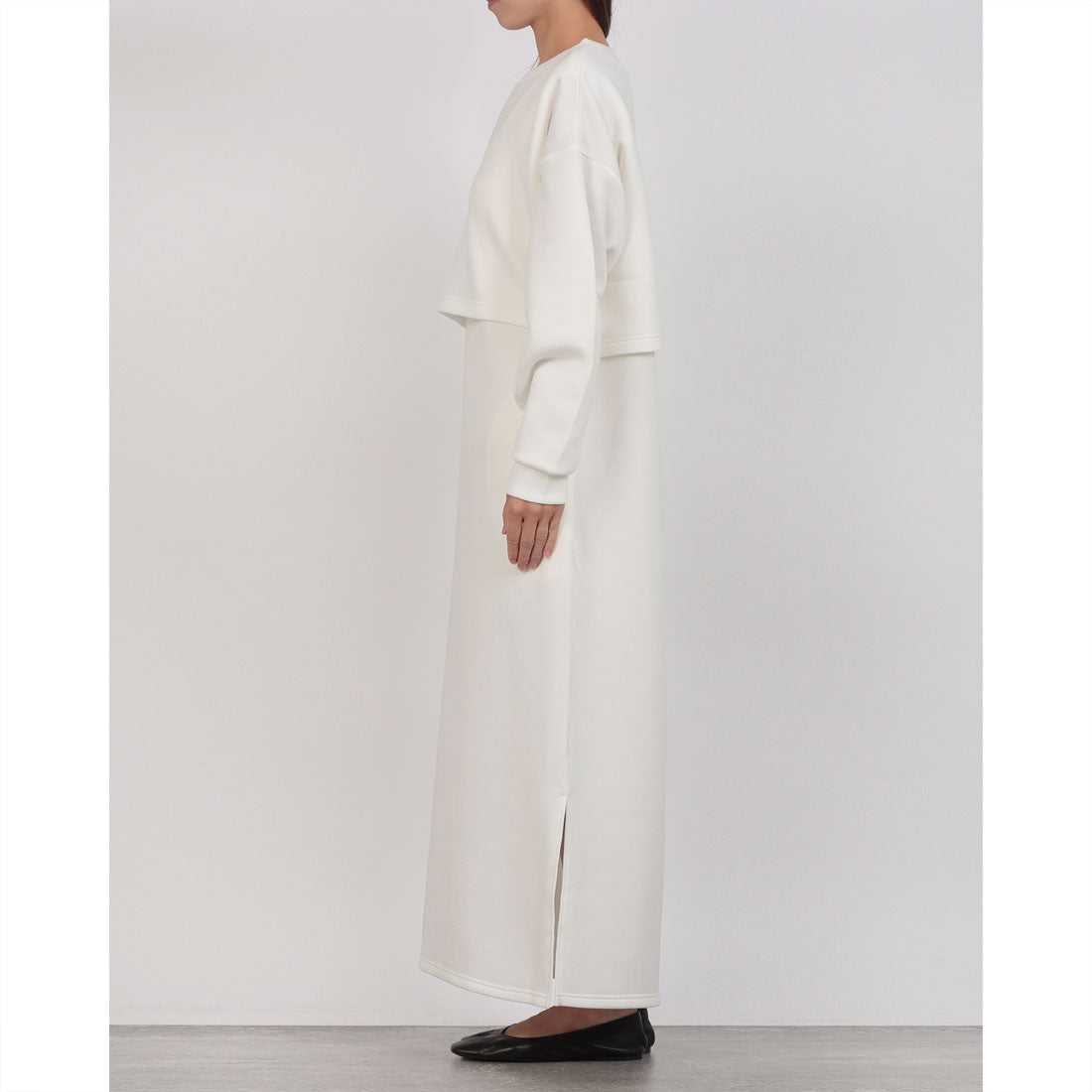 オムネス OMNES ダンボールニット ショートプルオーバー Vネックジャンスカセット （アイボリー） アイボリー