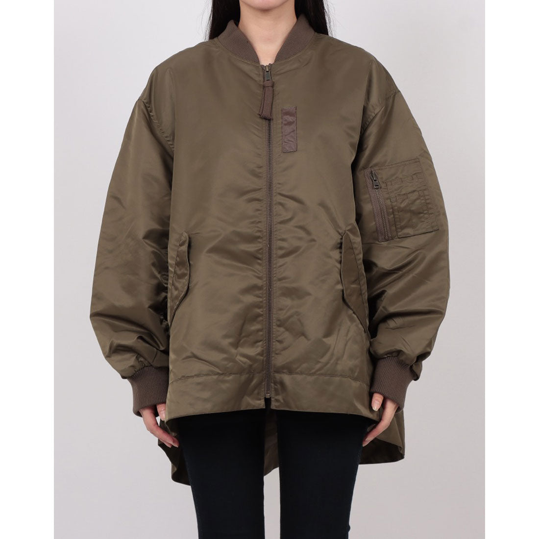 オムネス OMNES ナイロンAライン裾ボリュームブルゾン MA-1 （カーキ） カーキ
