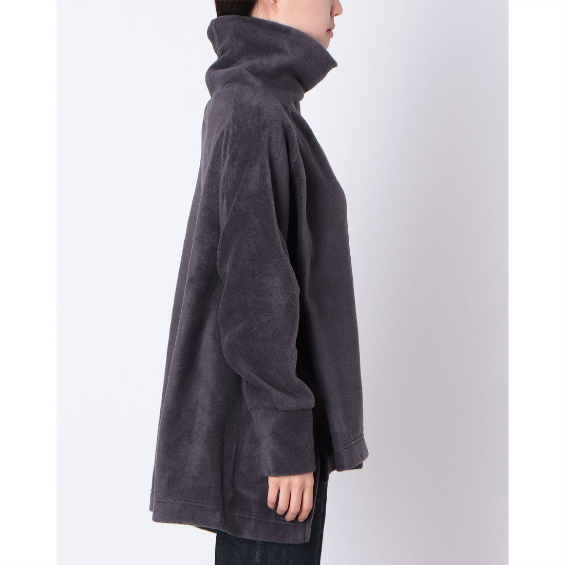 オムネス OMNES ふわふわフリースワイドシルエットタートル長袖 （チャコール） チャコール