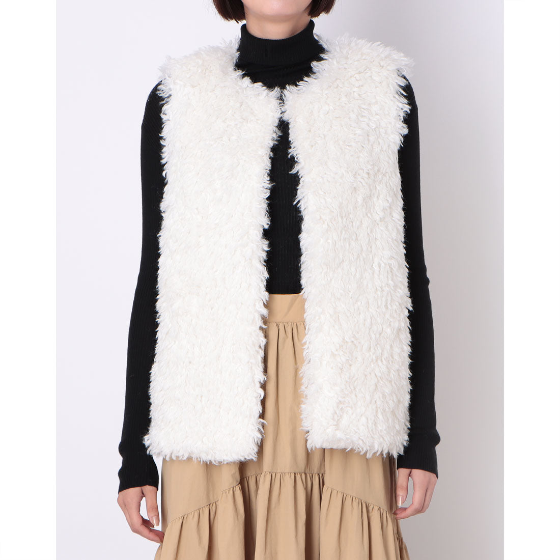 オムネス OMNES プードルロングファーベスト （アイボリー） アイボリー