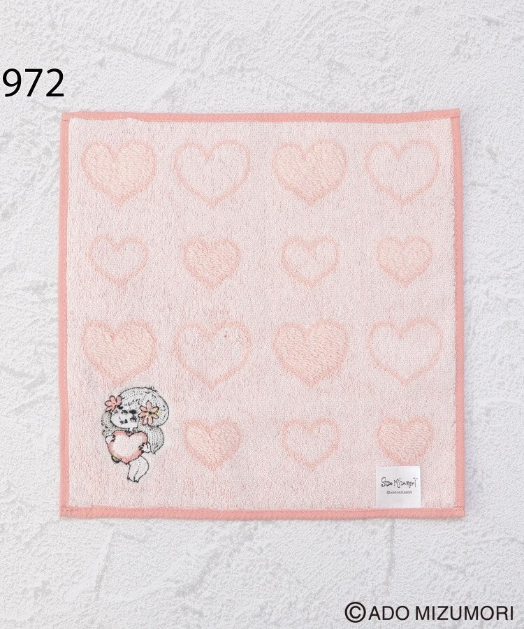ワンズテラス one'sterrace ◆【リンネル4月号掲載/先行販売】水森亜土 タオルハンカチ ハートのプレゼント （ブルー(993)） ブルー(993)