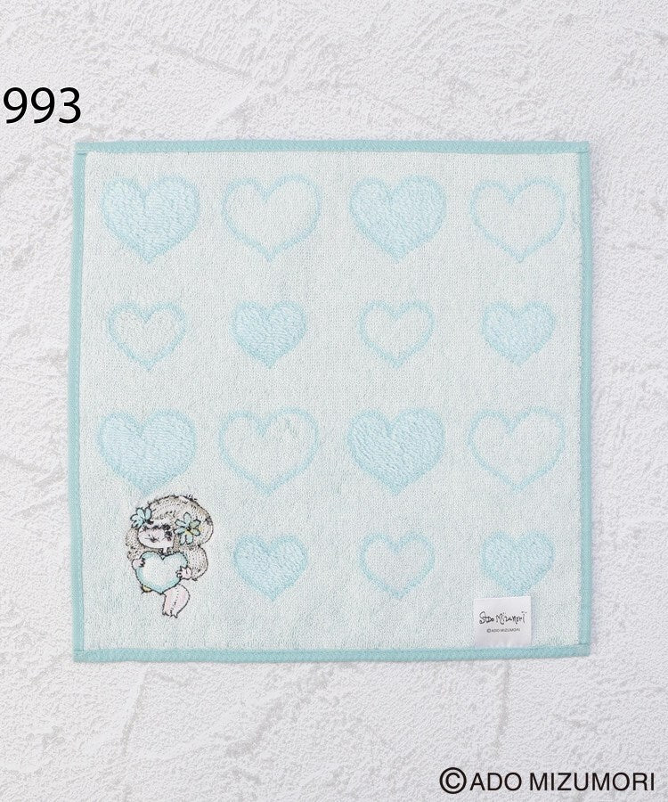 ワンズテラス one'sterrace ◆【リンネル4月号掲載/先行販売】水森亜土 タオルハンカチ ハートのプレゼント （ブルー(993)） ブルー(993)