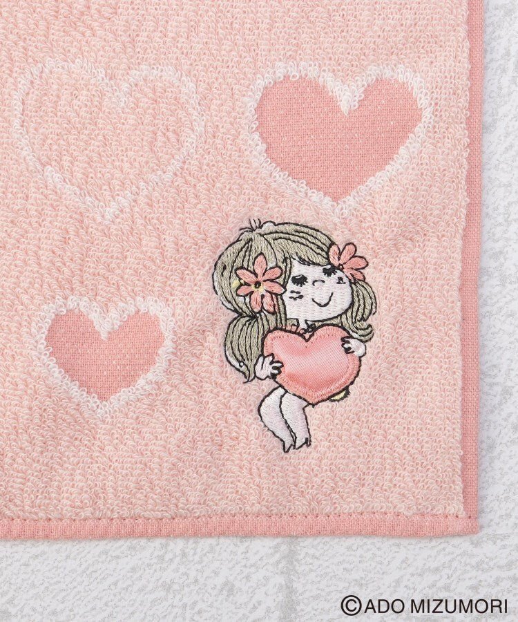 ワンズテラス one'sterrace ◆【リンネル4月号掲載/先行販売】水森亜土 タオルハンカチ ハートのプレゼント （ブルー(993)） ブルー(993)