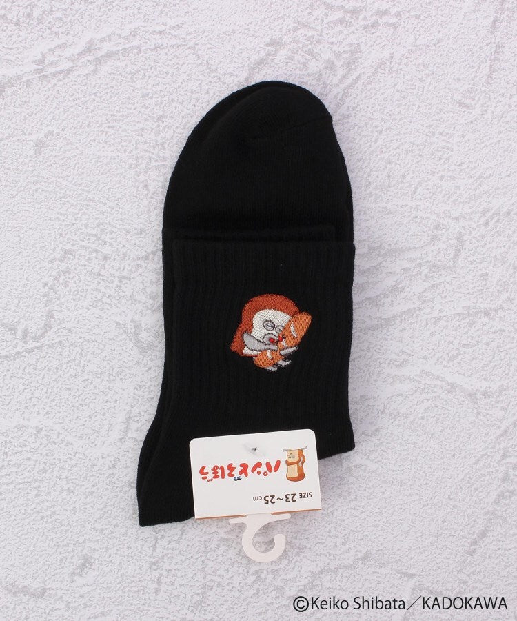 ワンズテラス one'sterrace ◆パンどろぼう リブ刺繍ソックス （ブラック(919)） ブラック(919)