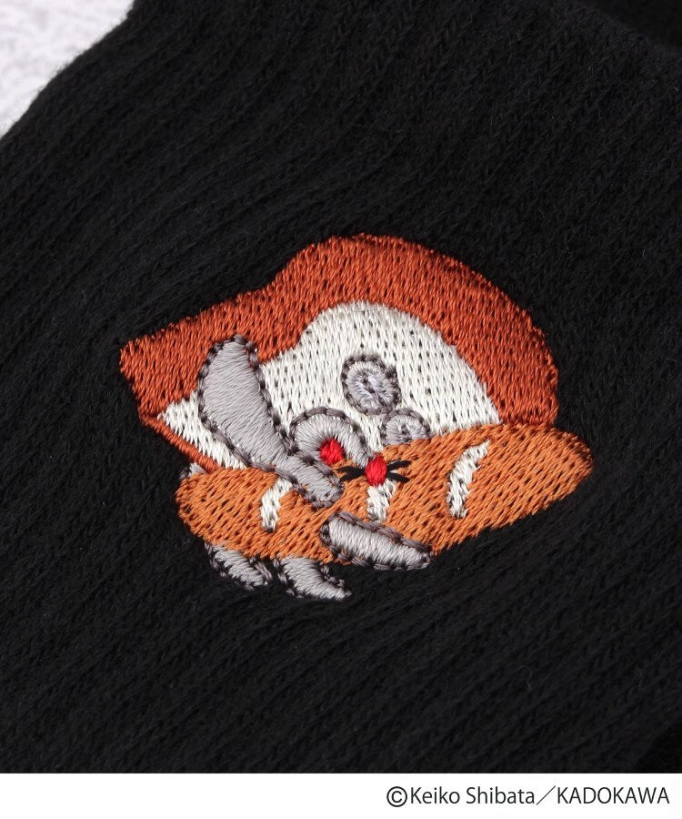ワンズテラス one'sterrace ◆パンどろぼう リブ刺繍ソックス （ブラック(919)） ブラック(919)