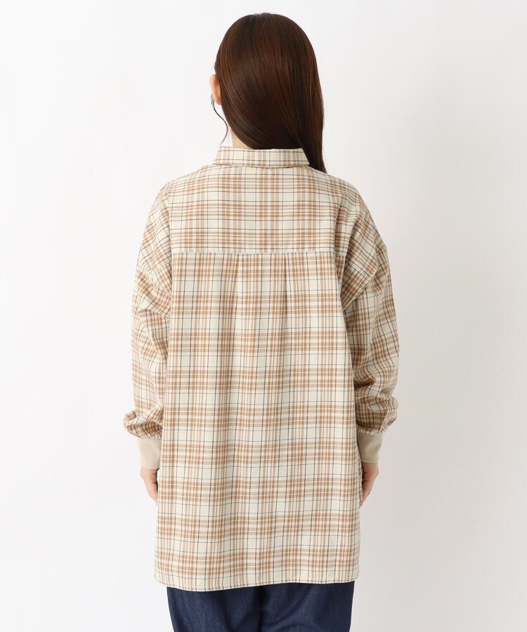ワンズテラス one'sterrace ◆コットンツイル チェック柄チュニックシャツ （チャコールグレー(913)） チャコールグレー(913)
